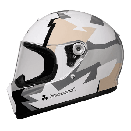 Lightweight Full Face White Beige Retro Motorcycle Helmet - Motorcycle Helmet - Cyril - Mad Fly Essentials