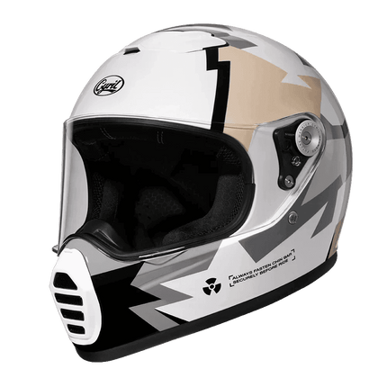 Lightweight Full Face White Beige Retro Motorcycle Helmet - Motorcycle Helmet - Cyril - Mad Fly Essentials