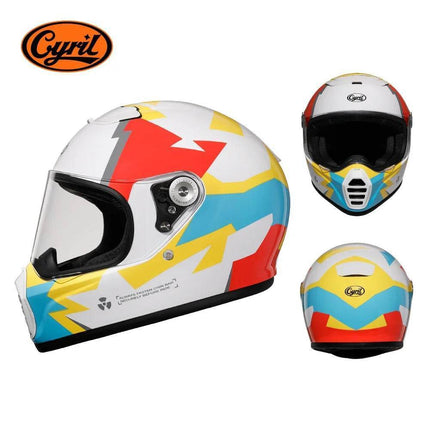 Lightweight Full Face White Beige Retro Motorcycle Helmet - Motorcycle Helmet - Cyril - Mad Fly Essentials