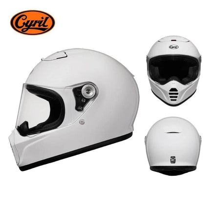 Lightweight Full Face White Beige Retro Motorcycle Helmet - Motorcycle Helmet - Cyril - Mad Fly Essentials