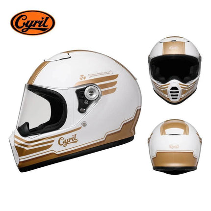 Lightweight Full Face White Beige Retro Motorcycle Helmet - Motorcycle Helmet - Cyril - Mad Fly Essentials