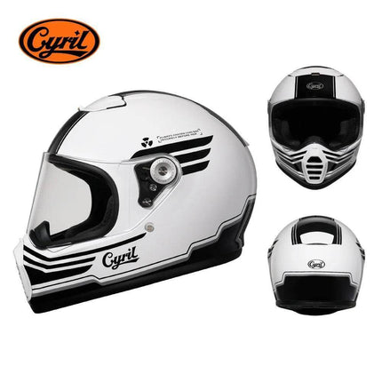 Lightweight Full Face White Beige Retro Motorcycle Helmet - Motorcycle Helmet - Cyril - Mad Fly Essentials