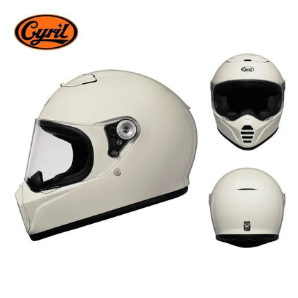 Lightweight Full Face White Beige Retro Motorcycle Helmet - Motorcycle Helmet - Cyril - Mad Fly Essentials