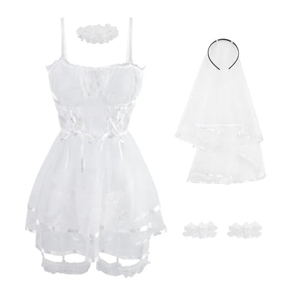 Lingerie Set Women White Black Bride Temptation Cosplay Dress - Lingerie Set - AltGoth - Mad Fly Essentials
