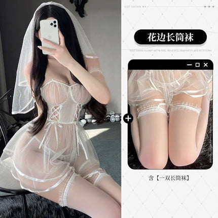 Lingerie Set Women White Black Bride Temptation Cosplay Dress - Lingerie Set - AltGoth - Mad Fly Essentials