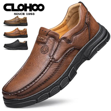 Loafers Men Breathable Thick Business Casual Leather Footwear - Loafers - BKQU - Mad Fly Essentials