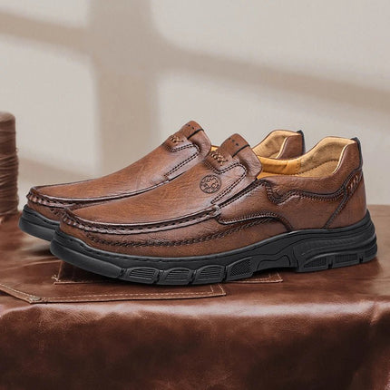 Loafers Men Breathable Thick Business Casual Leather Footwear - Loafers - BKQU - Mad Fly Essentials