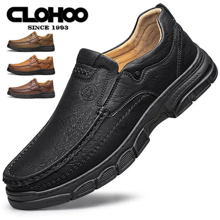Loafers Men Breathable Thick Business Casual Leather Footwear - Loafers - BKQU - Mad Fly Essentials