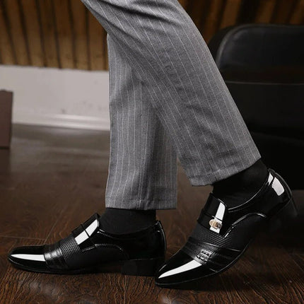 Loafers Men British Leather Pointed Wedding Loafers - Loafers - BC - Mad Fly Essentials