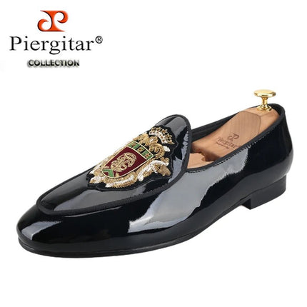 Loafers Piergitar Black Leather Patchwork French Moccasins - Loafers - Piergitar - Mad Fly Essentials