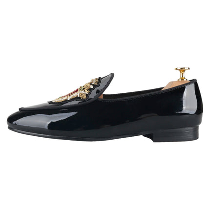 Loafers Piergitar Black Leather Patchwork French Moccasins - Loafers - Piergitar - Mad Fly Essentials