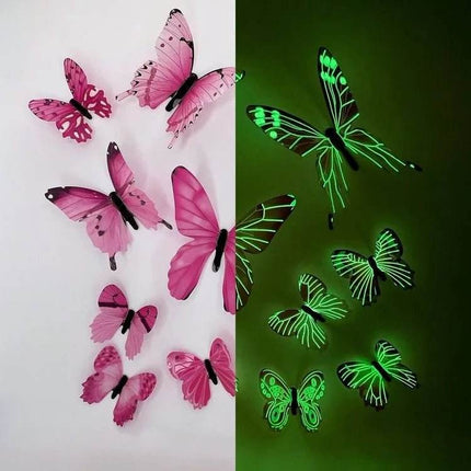 Luminous 12pc Butterfly DIY 3D Wall Sticker - 3D Wall Sticker - Wall Essentials - Mad Fly Essentials