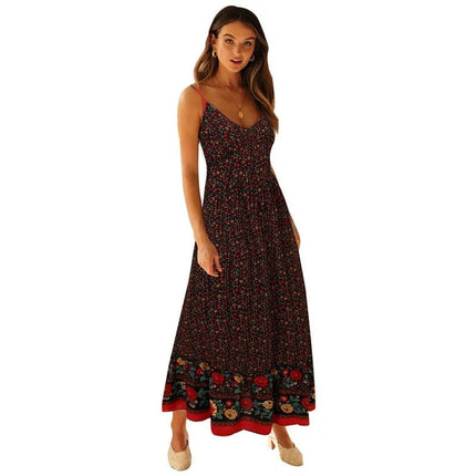 Maxi Dress LoveCandy Women Bohemian Halter Floral Swing Dress - Maxi Dress - LoveCandy - Mad Fly Essentials