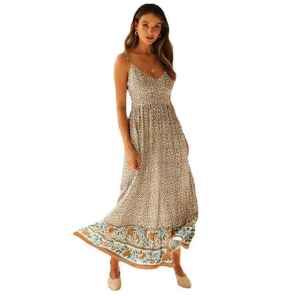 Maxi Dress LoveCandy Women Bohemian Halter Floral Swing Dress - Maxi Dress - LoveCandy - Mad Fly Essentials