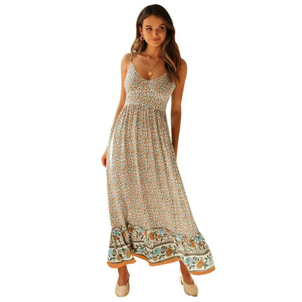 Maxi Dress LoveCandy Women Bohemian Halter Floral Swing Dress - Maxi Dress - LoveCandy - Mad Fly Essentials