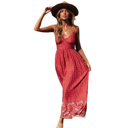 Maxi Dress LoveCandy Women Bohemian Halter Floral Swing Dress - Maxi Dress - LoveCandy - Mad Fly Essentials