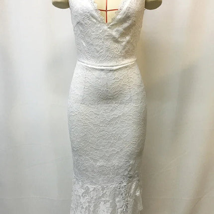 Maxi Dress Retro Women White Lace Bohemian Dress - Maxi Dress - Magdalyn - Mad Fly Essentials