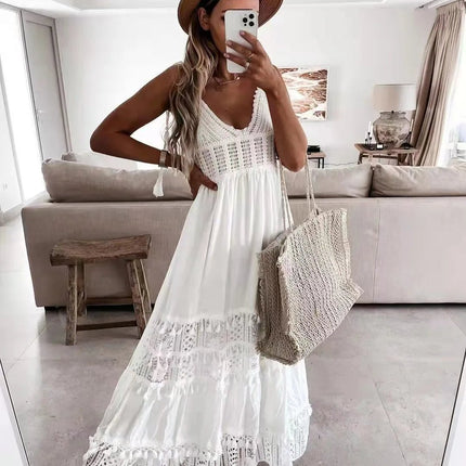 Maxi Dress Women Bohemian Lace White Sundress - Maxi Dress - RODDRSYA - Mad Fly Essentials
