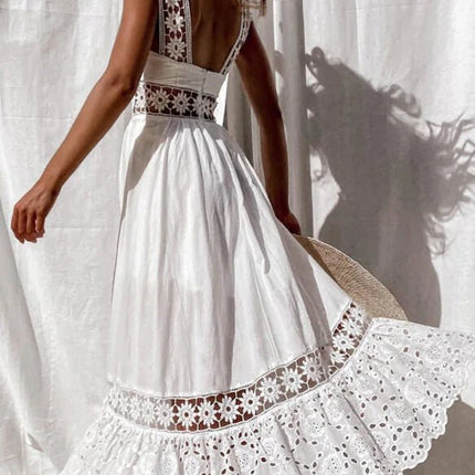 Maxi Dress Women Bohemian Lace White Sundress - Maxi Dress - RODDRSYA - Mad Fly Essentials