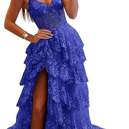 Maxi Dress Women Off Shoulder Blue Satin Prom Dress - Maxi Dress - PIERESA - Mad Fly Essentials