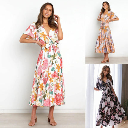 Maxi Dress Women Short Summer Chiffon Ruffle Dress - Maxi Dress - Siddons - Mad Fly Essentials