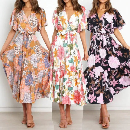 Maxi Dress Women Short Summer Chiffon Ruffle Dress - Maxi Dress - Siddons - Mad Fly Essentials