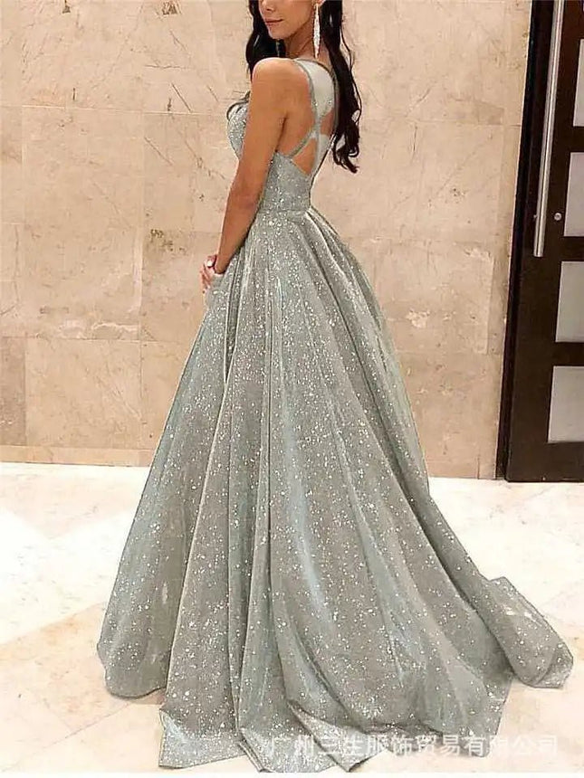 Maxi Dress Women Sleeveless Sequin Lace Dress - Maxi Dress - Nostalgia - Mad Fly Essentials