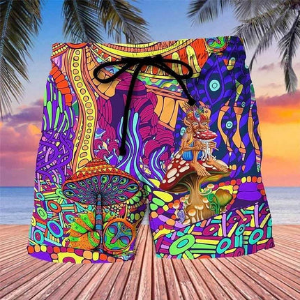 Men 3D Abstract Mushroom Hawaiian Boardshorts - Boardshorts - Beach Fellow - Mad Fly Essentials