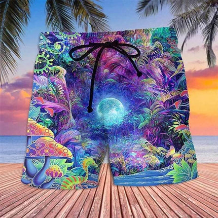 Men 3D Abstract Mushroom Hawaiian Boardshorts - Boardshorts - Beach Fellow - Mad Fly Essentials