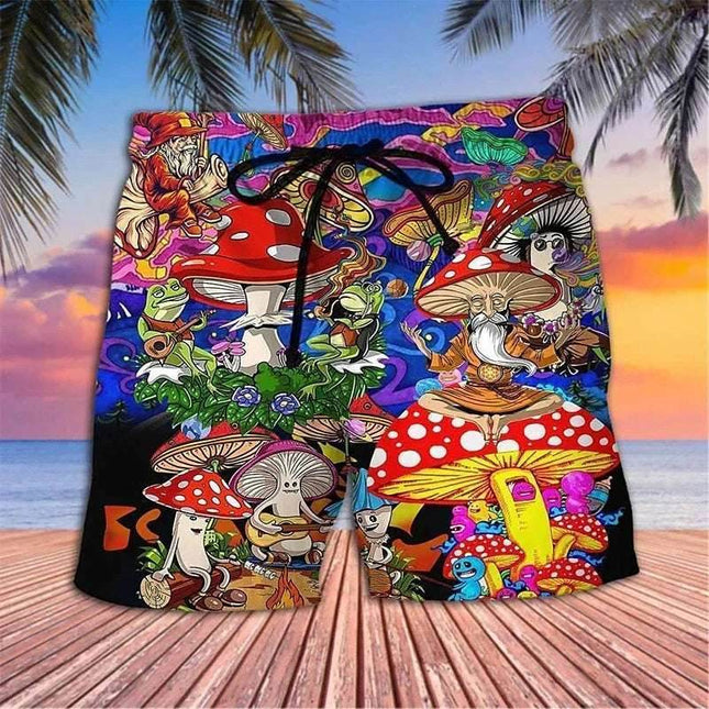 Men 3D Abstract Mushroom Hawaiian Boardshorts - Boardshorts - Beach Fellow - Mad Fly Essentials