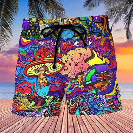 Men 3D Abstract Mushroom Hawaiian Boardshorts - Boardshorts - Beach Fellow - Mad Fly Essentials