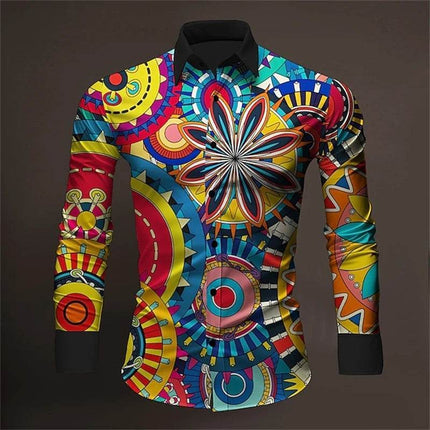 Men 3D Baroque Button Long Lapel Shirt - Shirt - ICCLEK - Mad Fly Essentials