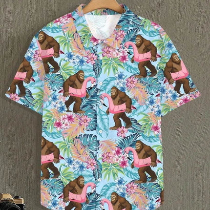 Men 3D Bigfoot Funny Summer Lapel Shirt - Shirt - oufisun - Mad Fly Essentials