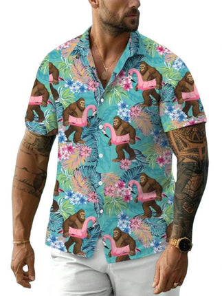 Men 3D Bigfoot Funny Summer Lapel Shirt - Mad Fly Essentials