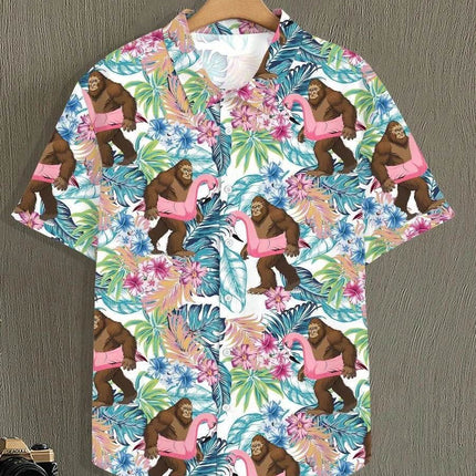 Men 3D Bigfoot Funny Summer Lapel Shirt - Shirt - oufisun - Mad Fly Essentials