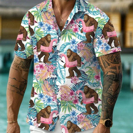 Men 3D Bigfoot Funny Summer Lapel Shirt - Shirt - oufisun - Mad Fly Essentials