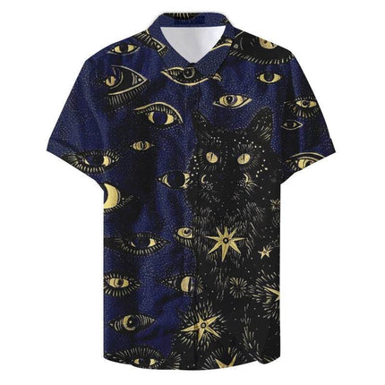 Men 3D Cat Vintage Astrology Hawaiian Shirt - Mad Fly Essentials