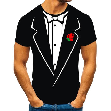 Men 3D Fake Suit Summer Casual Costume Shirt - Shirt - TrendSetter - Mad Fly Essentials