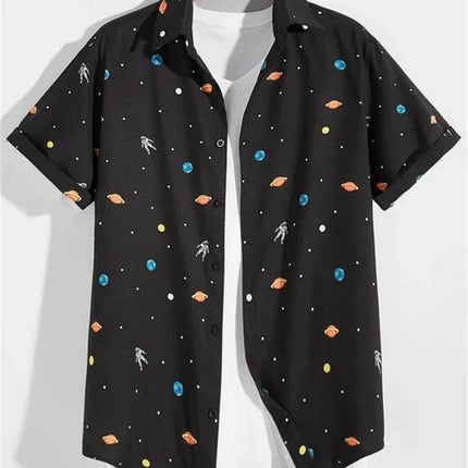 Men 3D Fashion Alien UFO Lapel Shirt - Shirt - TrendSetter - Mad Fly Essentials