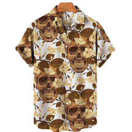 Men 3D Fashion Short Skull Hawaiian Party Shirt - Shirt - TrendSetter - Mad Fly Essentials