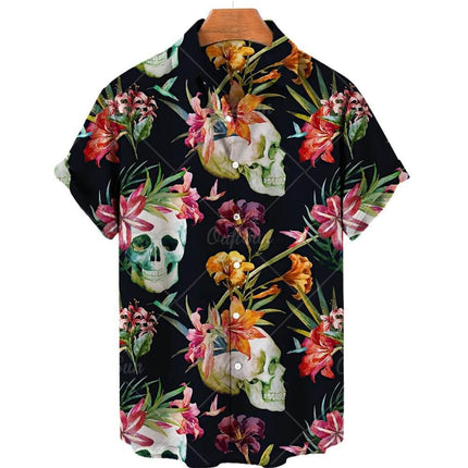 Men 3D Fashion Short Skull Hawaiian Party Shirt - Shirt - TrendSetter - Mad Fly Essentials