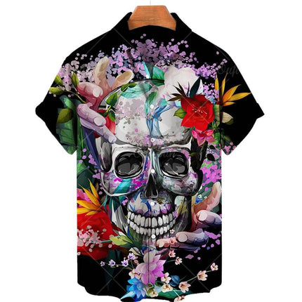 Men 3D Fashion Short Skull Hawaiian Party Shirt - Shirt - TrendSetter - Mad Fly Essentials