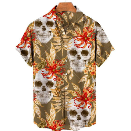 Men 3D Fashion Short Skull Hawaiian Party Shirt - Shirt - TrendSetter - Mad Fly Essentials