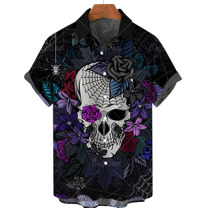 Men 3D Fashion Short Skull Hawaiian Party Shirt - Shirt - TrendSetter - Mad Fly Essentials