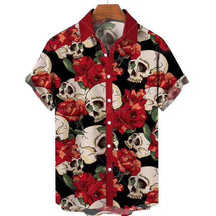 Men 3D Fashion Short Skull Hawaiian Party Shirt - Shirt - TrendSetter - Mad Fly Essentials