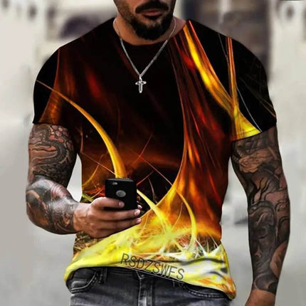Men Psychedelic Flame Aurora 3D Summer Shirt - Shirt - oufisun - Mad Fly Essentials