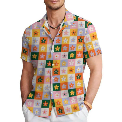 Men 3D Floral Hawaiian short Lapel Shirt - Shirt - Beach Fellow - Mad Fly Essentials