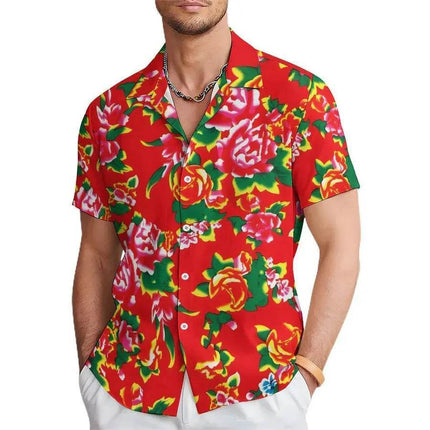 Men 3D Floral Hawaiian short Lapel Shirt - Shirt - Beach Fellow - Mad Fly Essentials