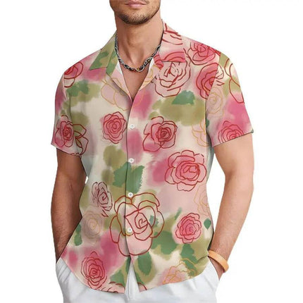 Men 3D Floral Hawaiian short Lapel Shirt - Shirt - Beach Fellow - Mad Fly Essentials