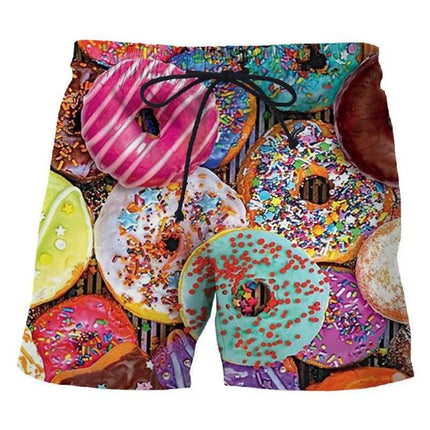 Men 3D Food Donut Chocolate Pattern Boardshorts - Boardshorts - Cute Sphere - Mad Fly Essentials